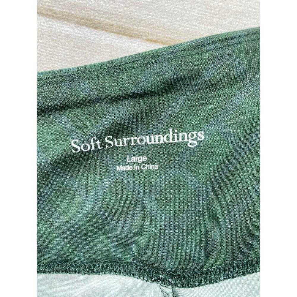 Soft Surroundings Pull On Legging L Green Ombre Geometric Ankle Stretch NWT - Picture 11 of 11